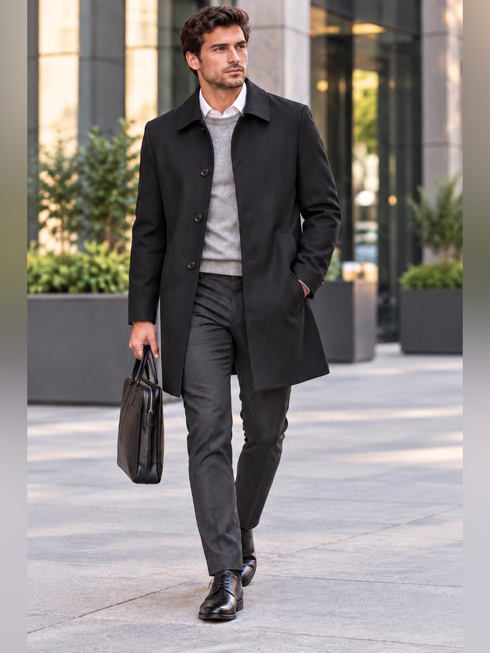 Murano Men’s Black Slim Fit Trench
Coat black NEW large